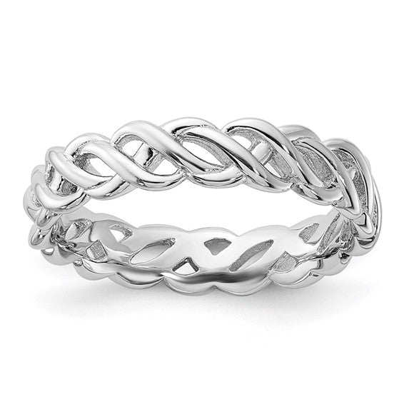 Sterling Silver Stackable Expressions Carved Band Ring - Size 9