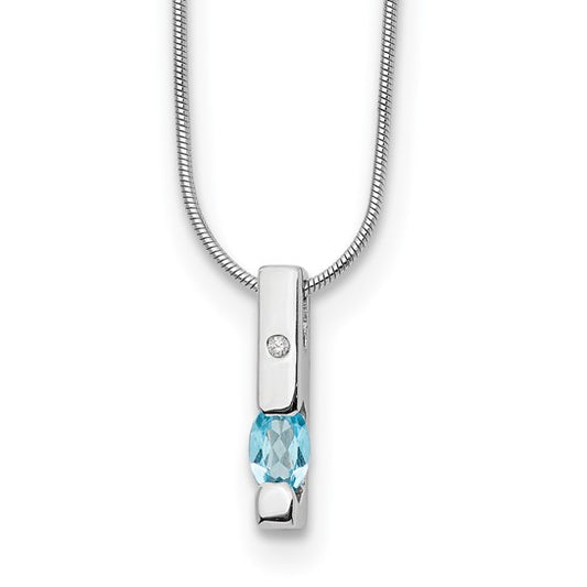 White Ice Sterling Silver Rhodium-plated 18 inch Diamond and Blue Topaz Necklace with 2 inch Extender