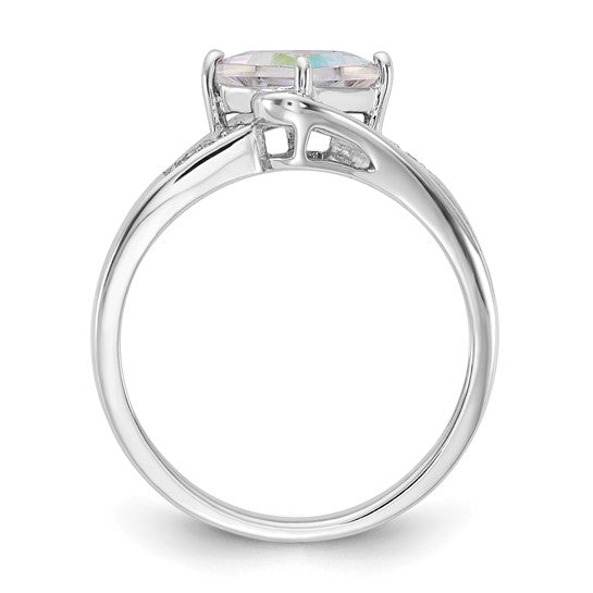 Sterling Silver Mercury Mist Topaz and Diamond Ring Size 7