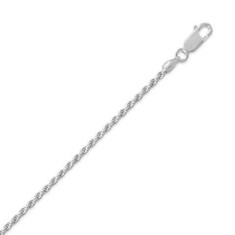 24" Rhodium Plated Rope Chain Necklace (1.8mm)