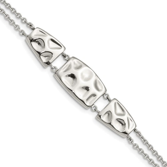 Stainless Steel Polished and Textured with 1in ext.7in Bracelet
