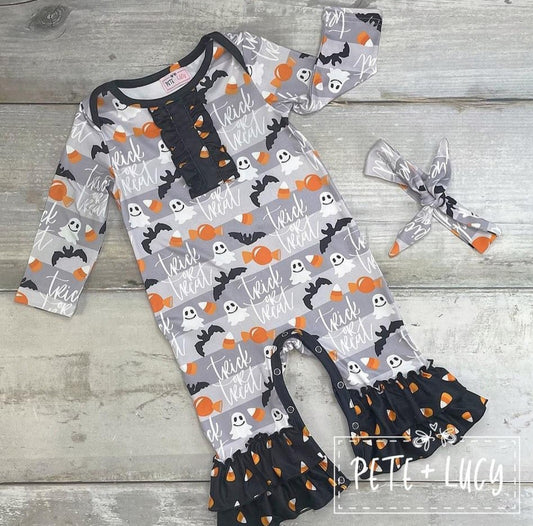 Trick or Treat Girl Romper 12-18 mos