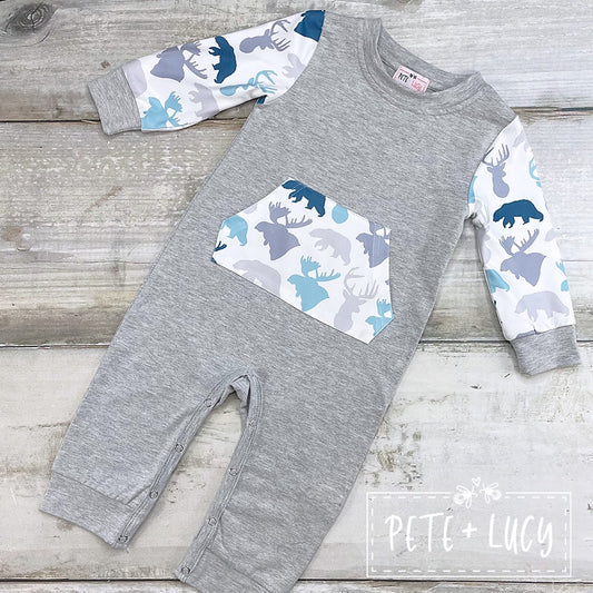Wonderful Wildlife Boy Romper 9-12 mos