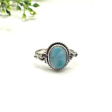 Larimar Sterling Silver Oval Ring sz 7