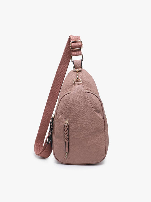 Nikki Dual Compartment Crossbody Sling Bag: Dusty Rosewood