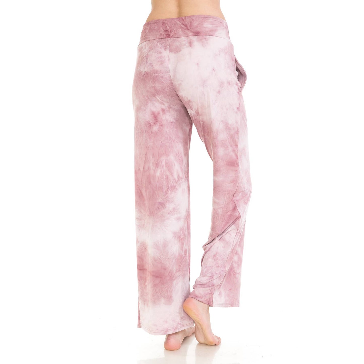 Buttery Soft Print Lounge Pants with Drawstring: Rose