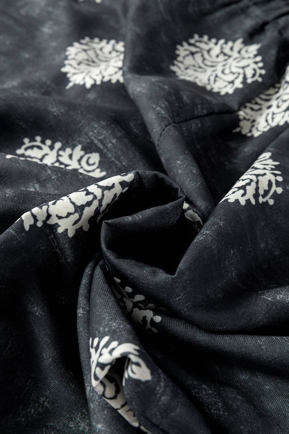 Plus Boho Wide Leg Pants: Black