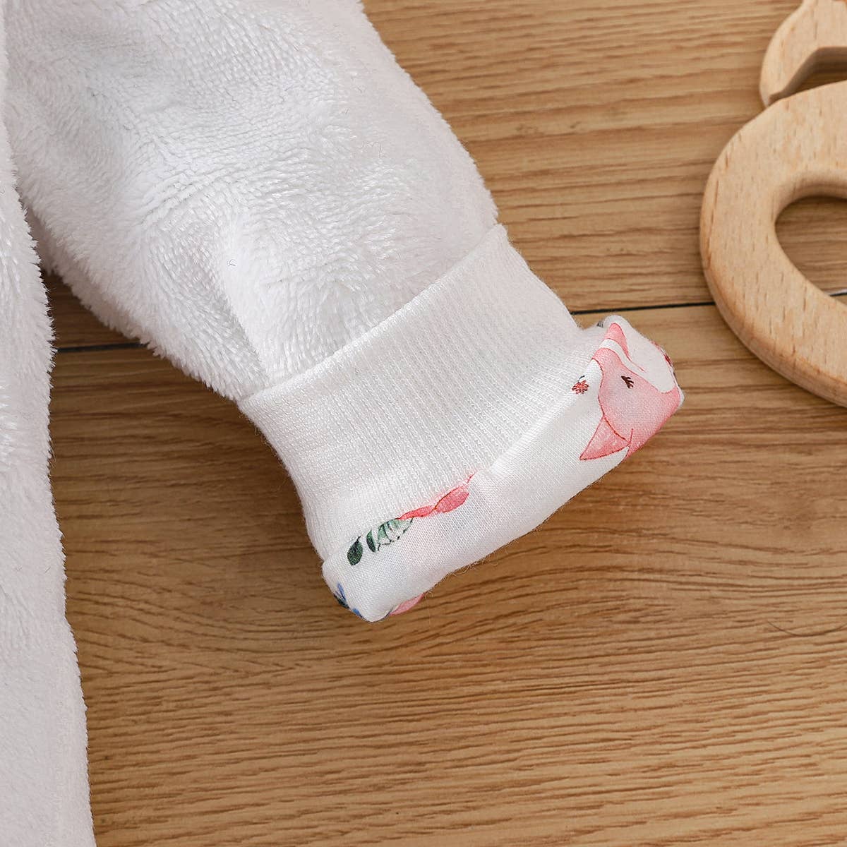 Baby Fox Embroidered 3D Ears Hooded Long-sleeve Jumpsuit: White / 6-9M