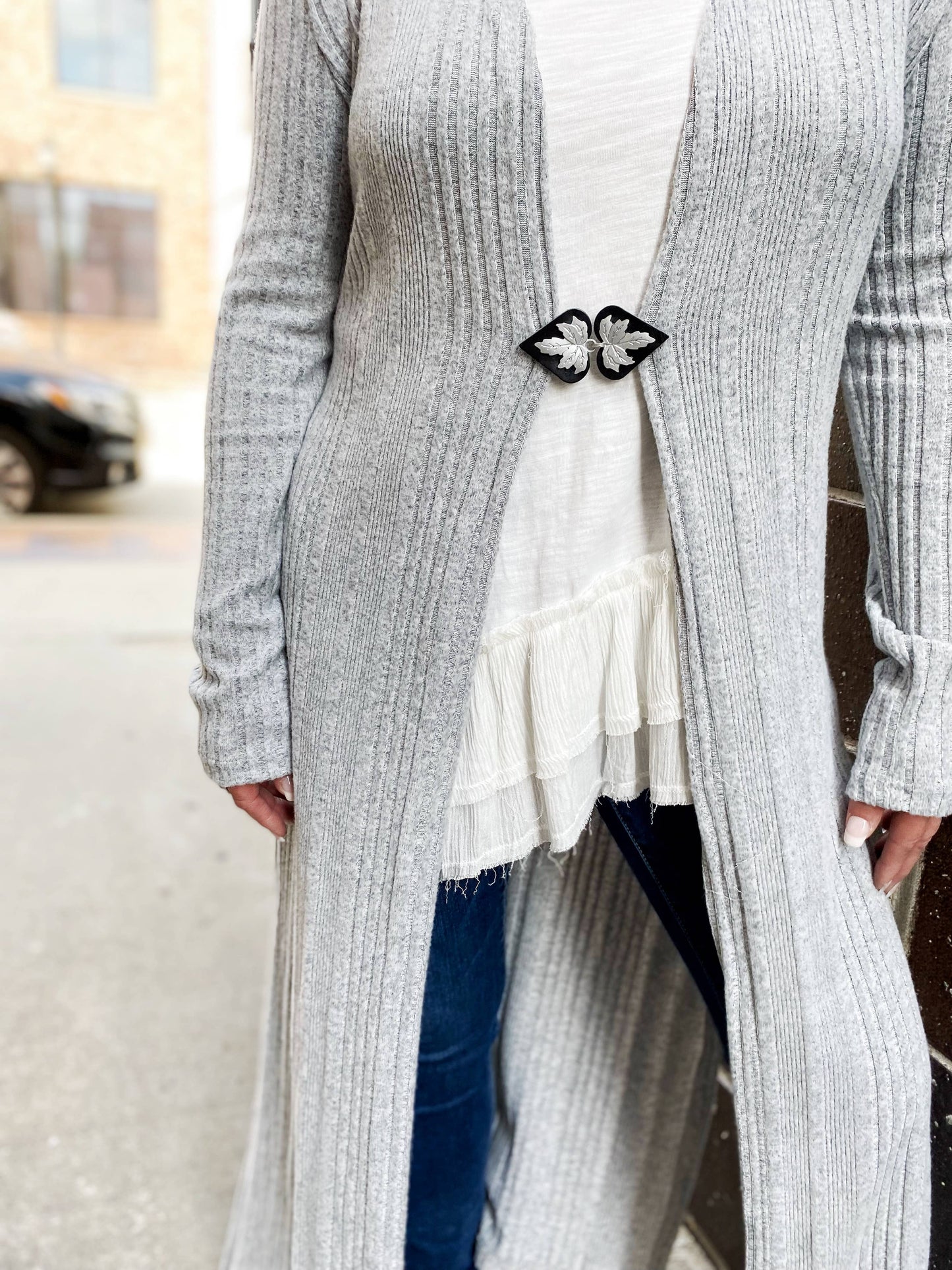 Silver on Black Sweater Clips & Cloak Clasp