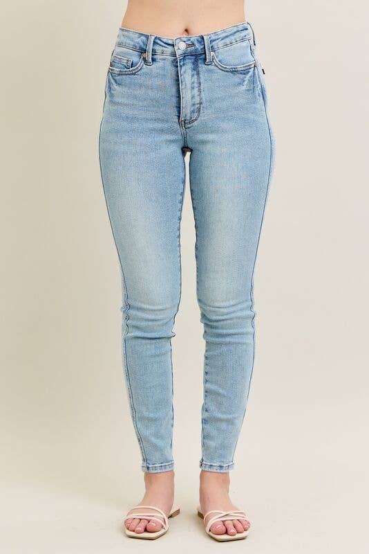 Mid Rise Tummy Control Vintage Wash Skinny