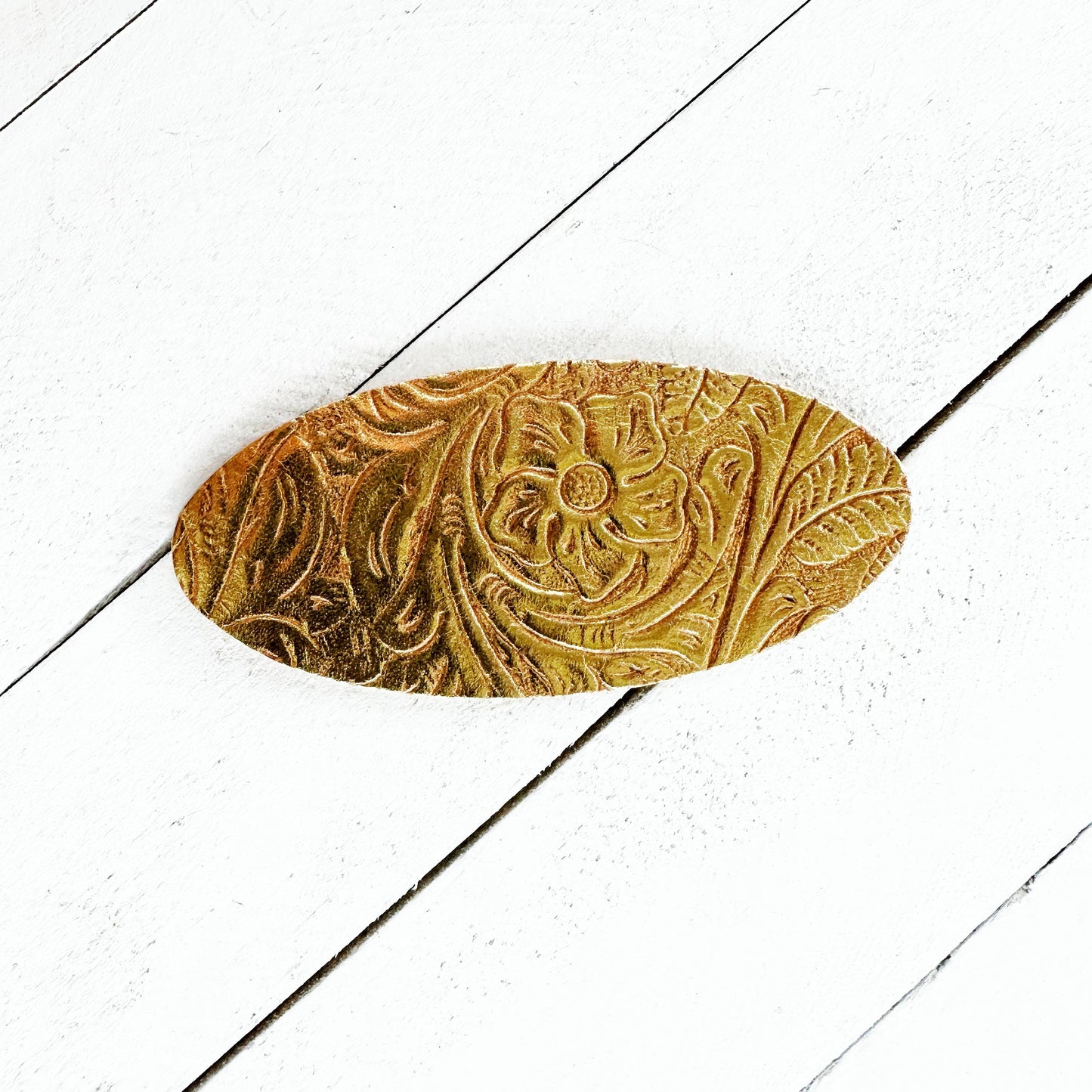 Cinch Clip Gold & Brown Leather "Impressions"