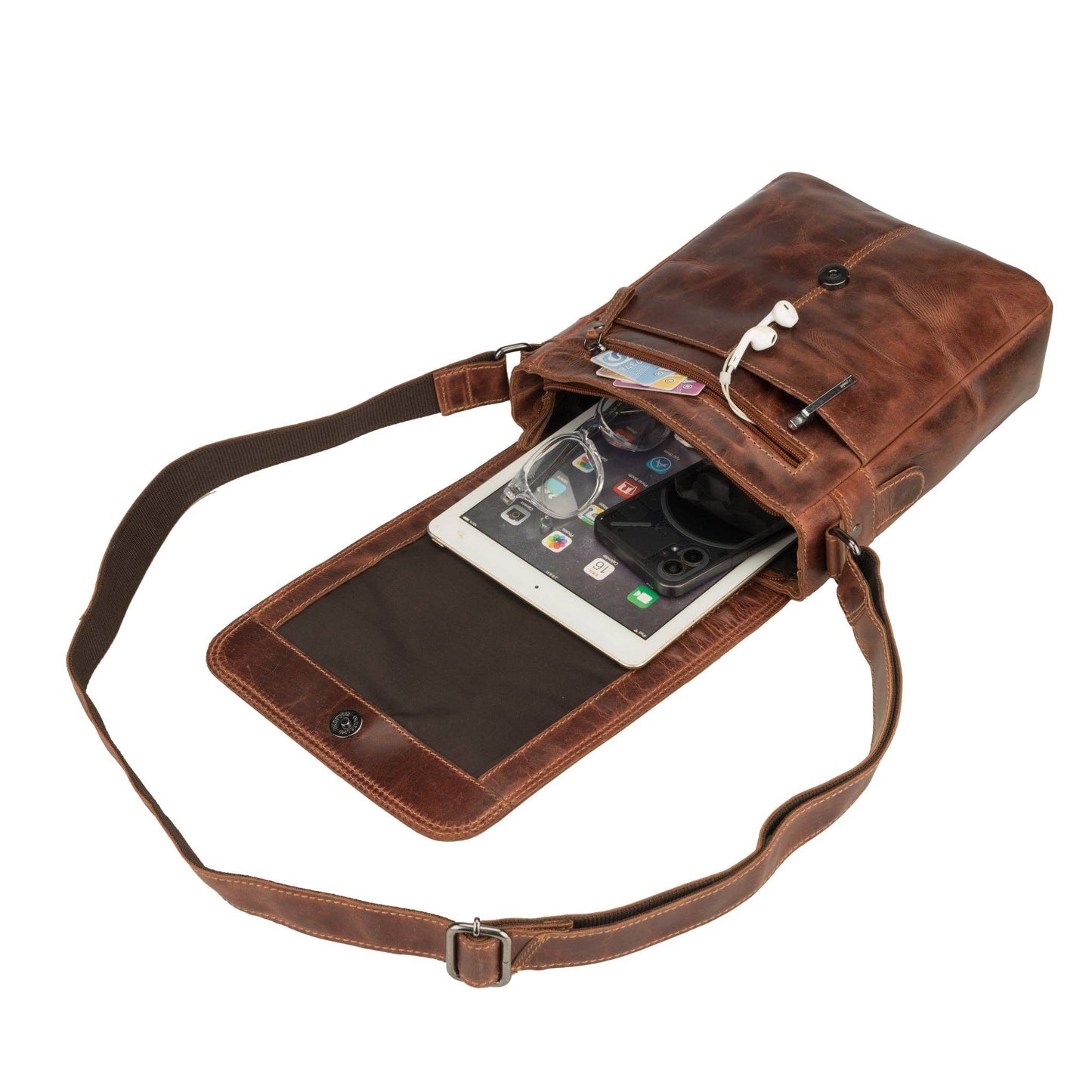 Halifax Leather Crossbody Bag – Unisex – Chestnut