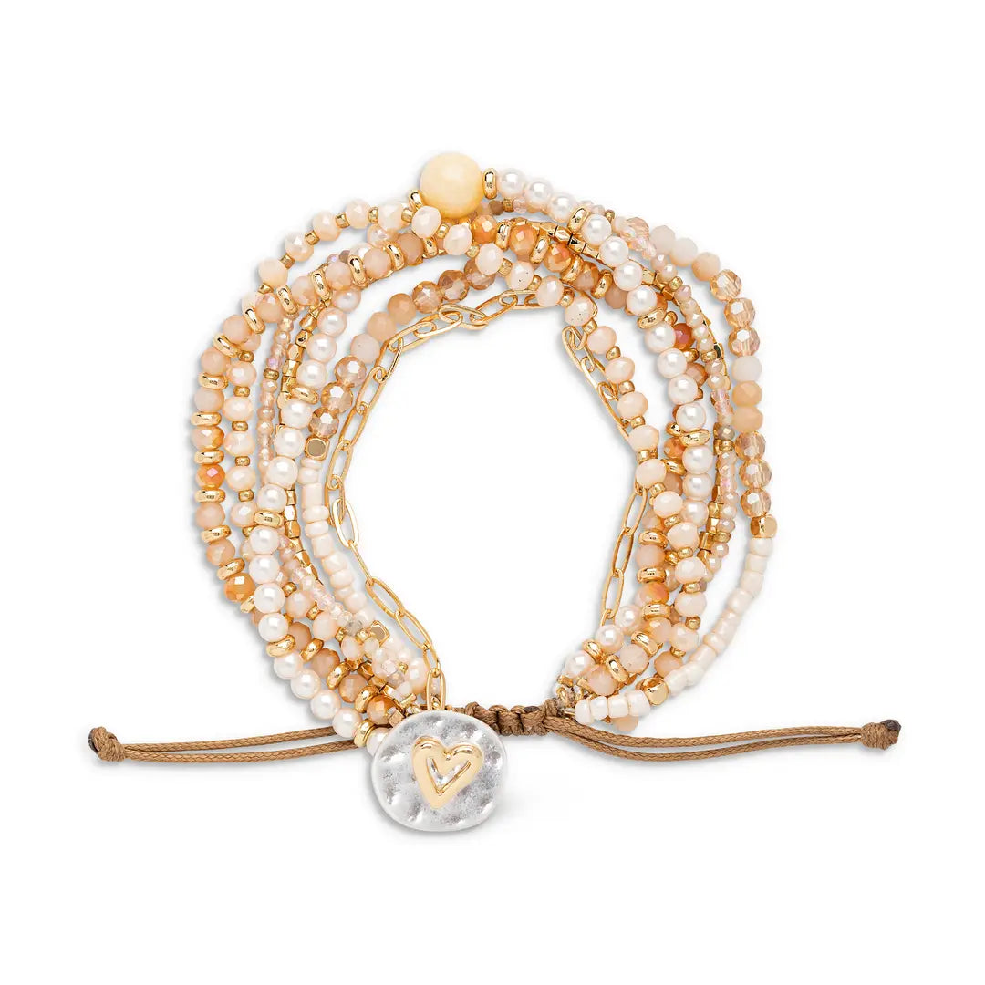 Beaded Love Bracelet - Champagne