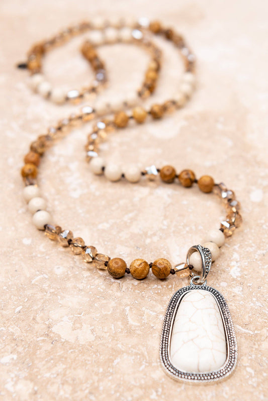 Adele Beaded Strand Necklace - White