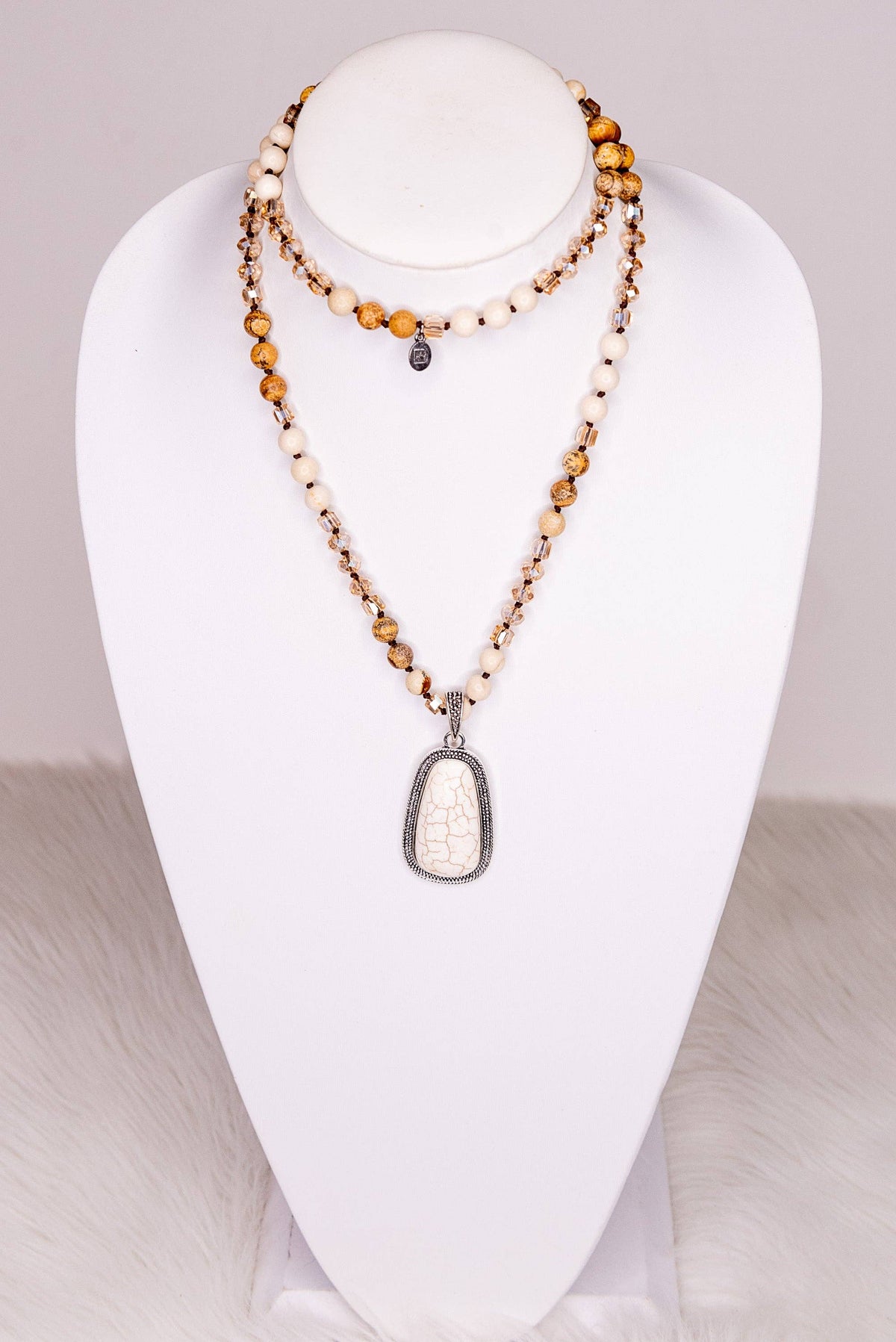Adele Beaded Strand Necklace - White, photo 2 of 6