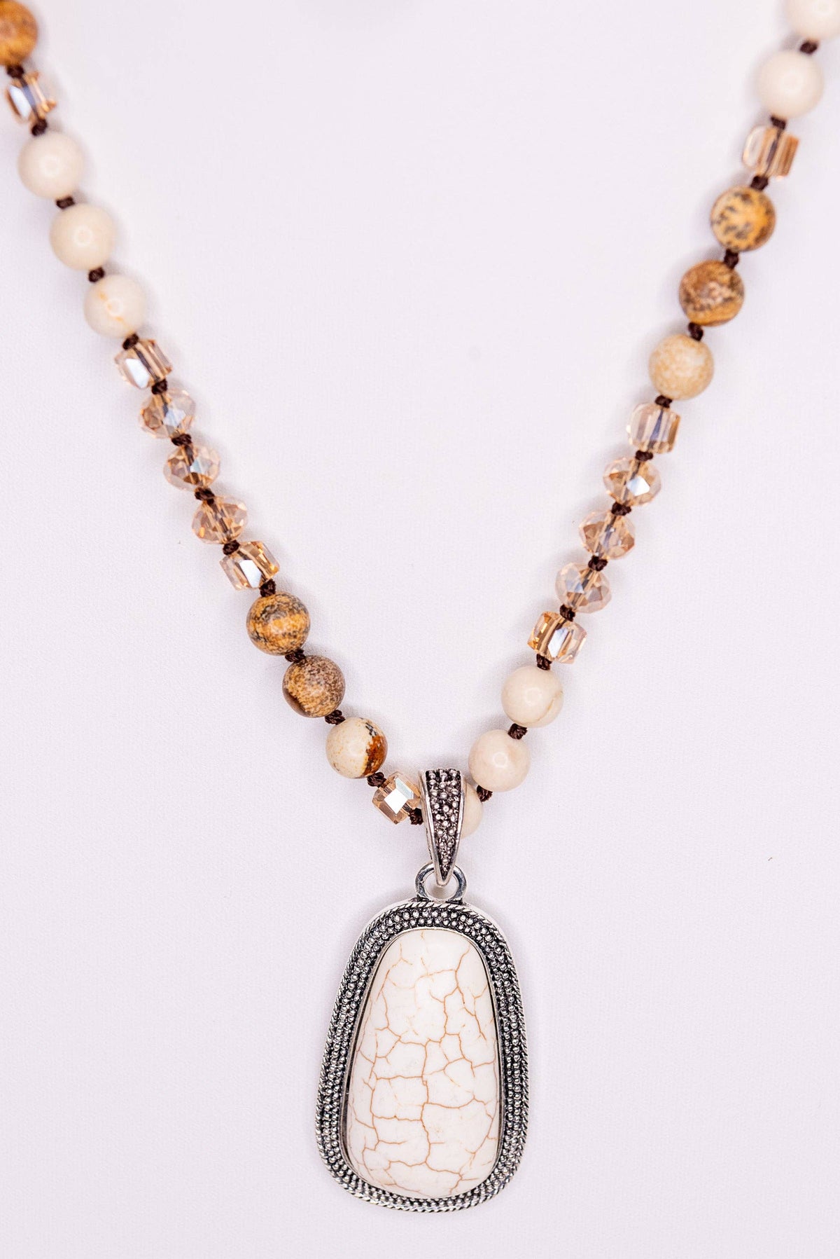 Adele Beaded Strand Necklace - White, photo 3 of 6