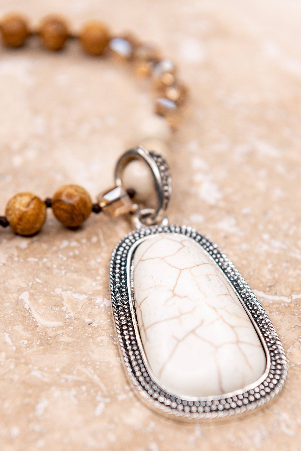Adele Beaded Strand Necklace - White, photo 5 of 6