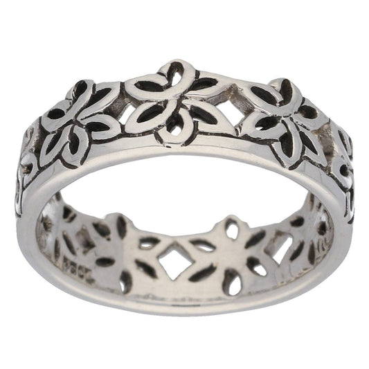 Celtic Flower Crown Sterling Silver Band Ring: Size 10