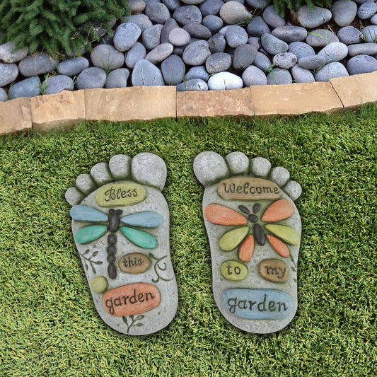 Alpine Foot-Shaped Butterfly & Dragonfly Stepping Stones - Set of 12