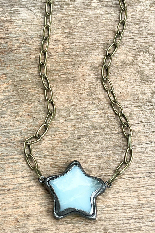 Aster Star Pendant Necklace - Amazonite or Taupe