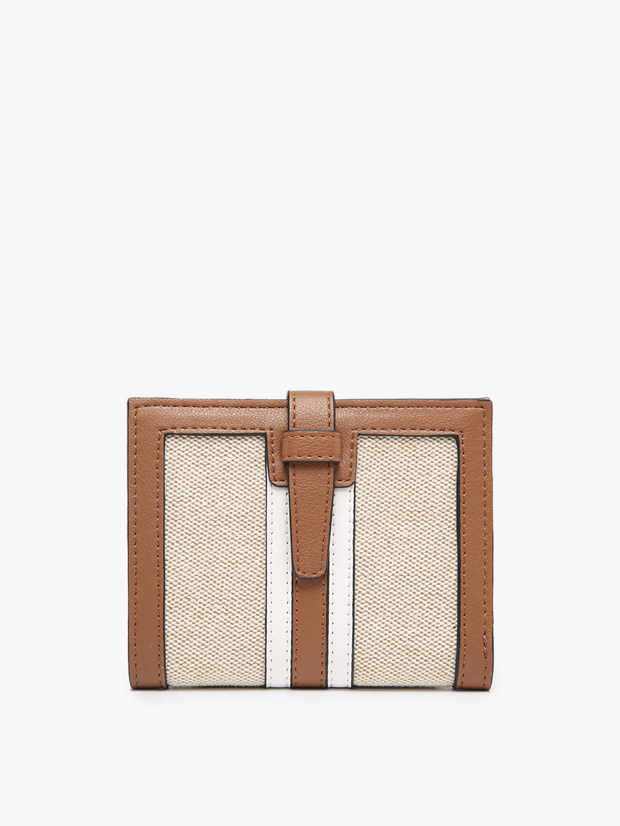 Bessie Canvas Striped Wallet: Brown/White