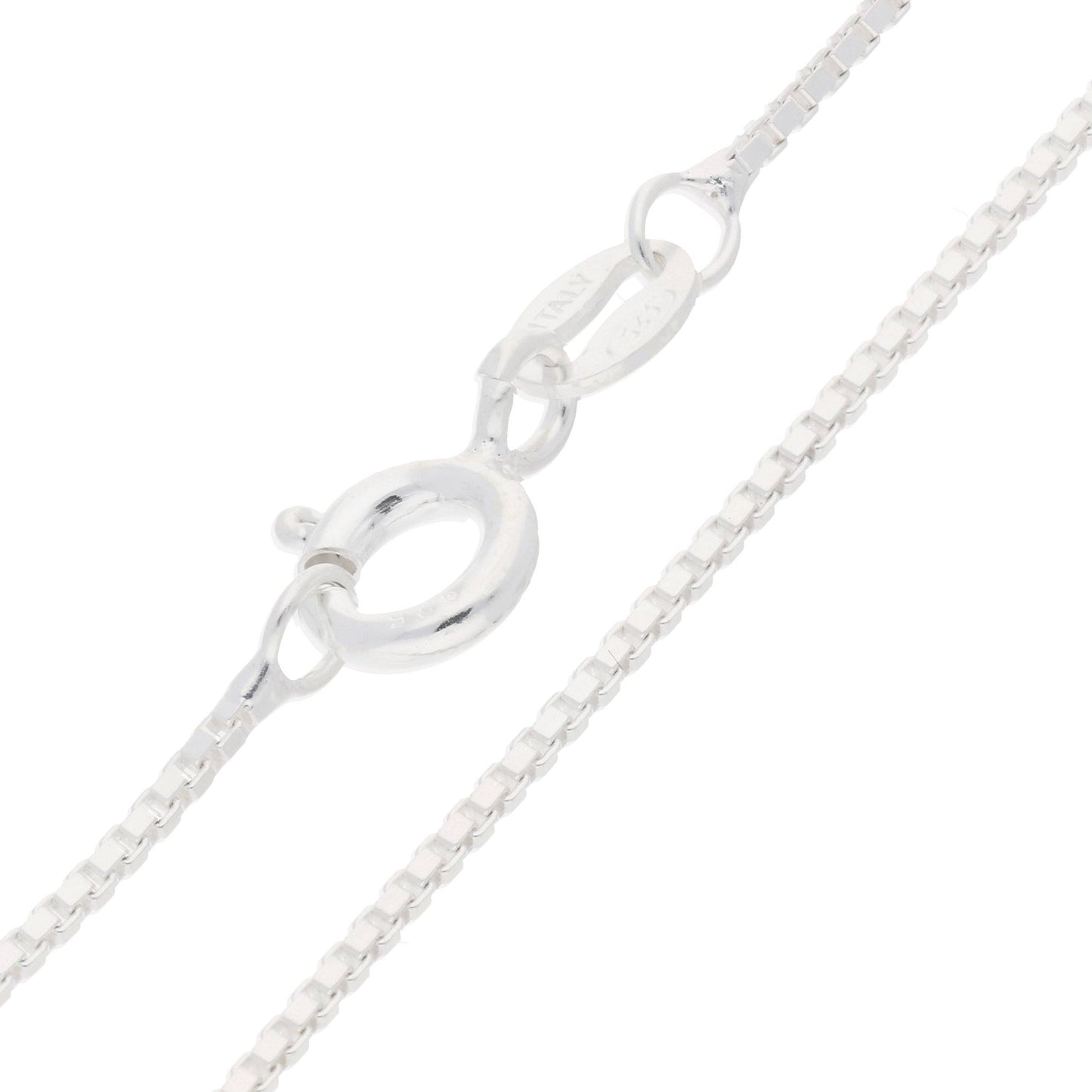 Italian 1mm Sterling Silver Box Link Chain Necklace: 18in