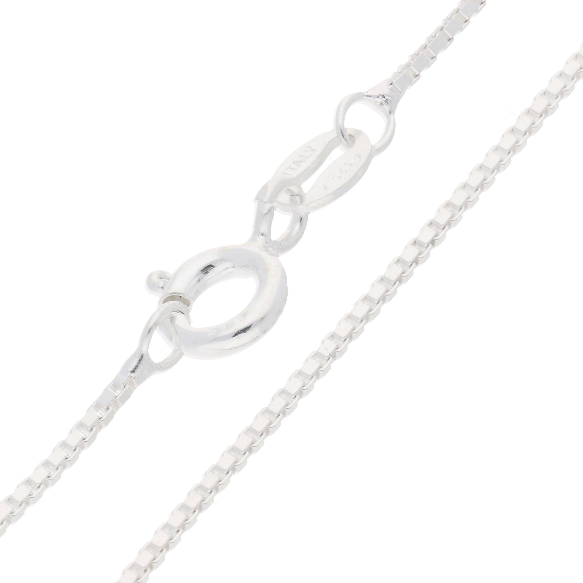 Italian 1mm Sterling Silver Box Link Chain Necklace: 18in