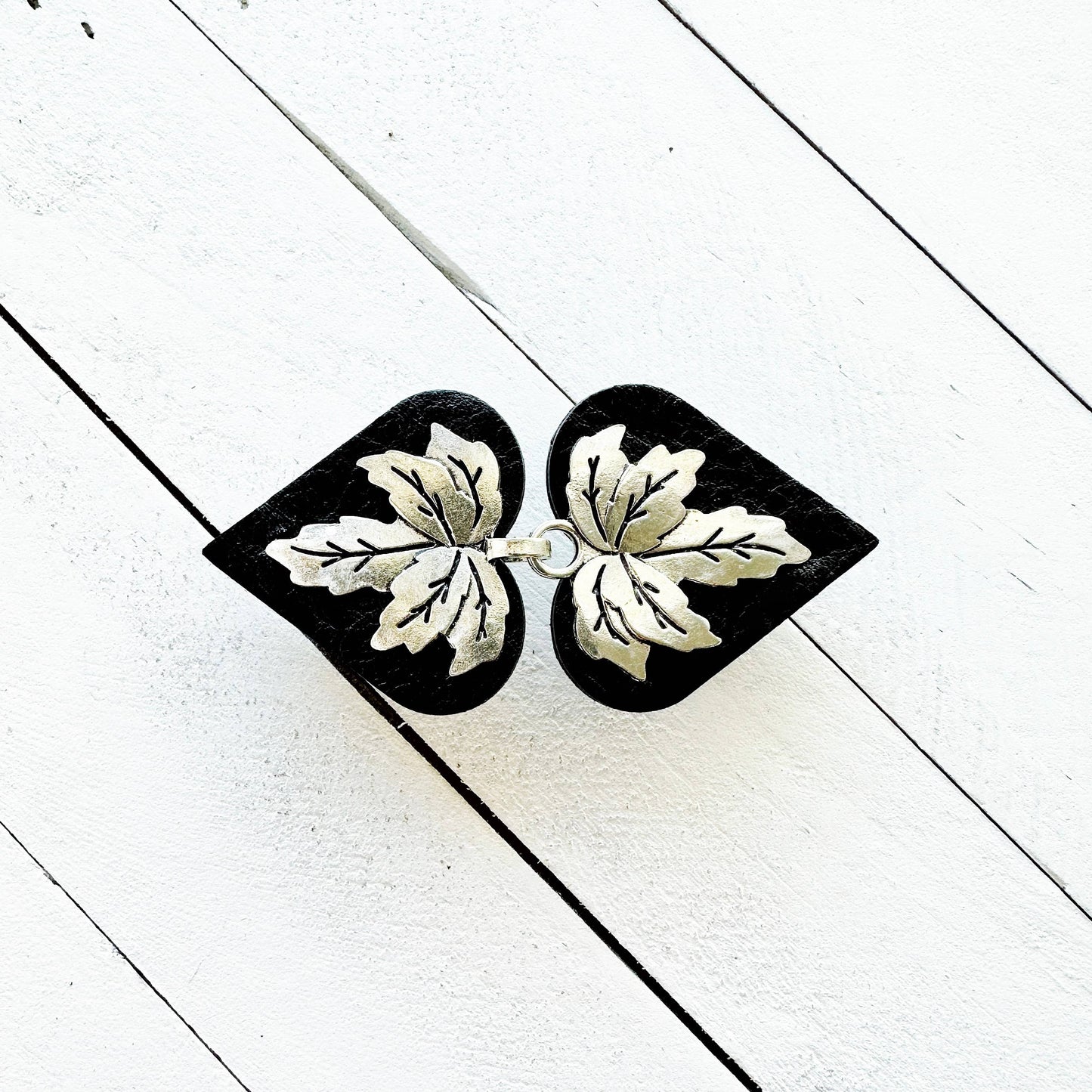 Silver on Black Sweater Clips & Cloak Clasp