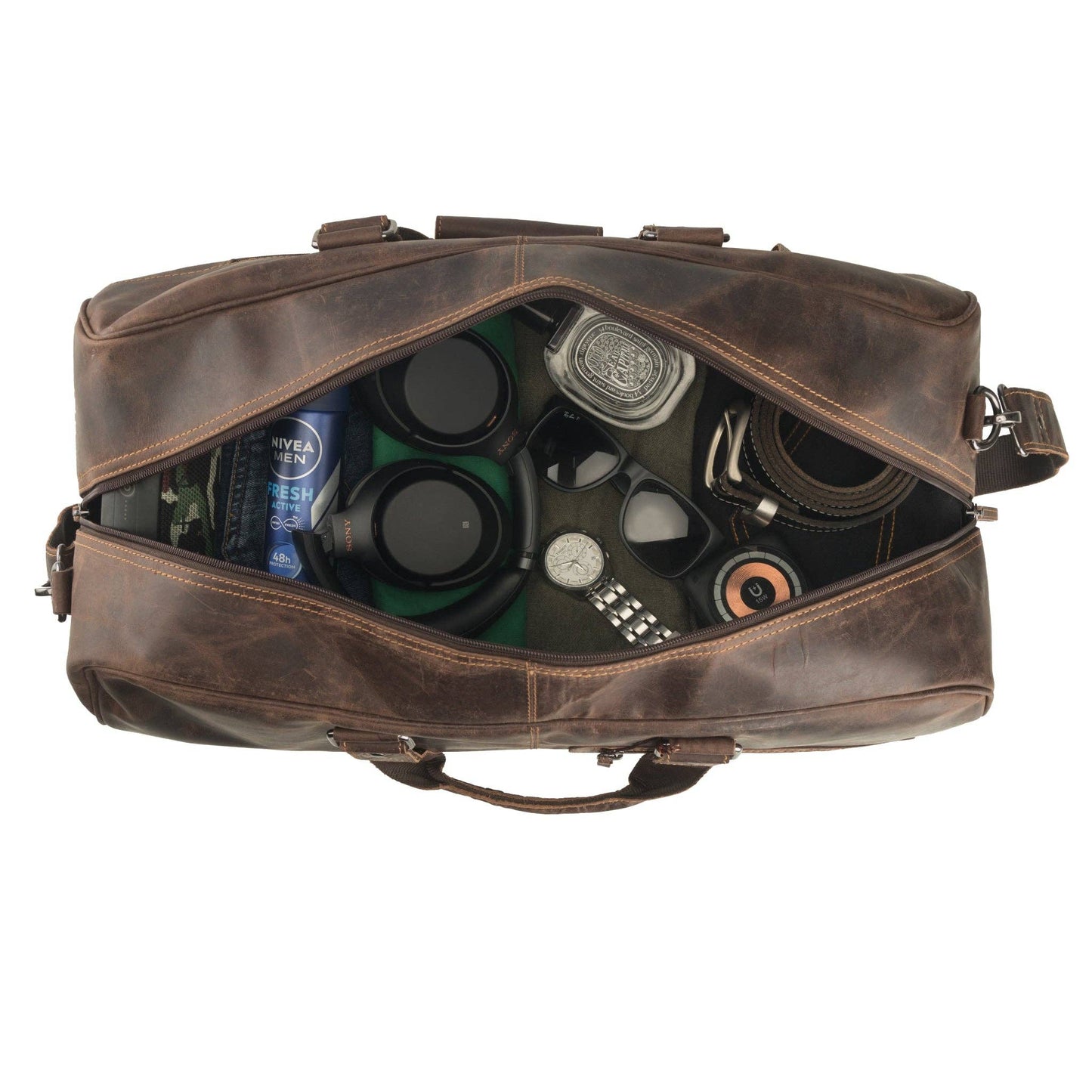 Hudson Leather Duffle Bag – Unisex – Brown