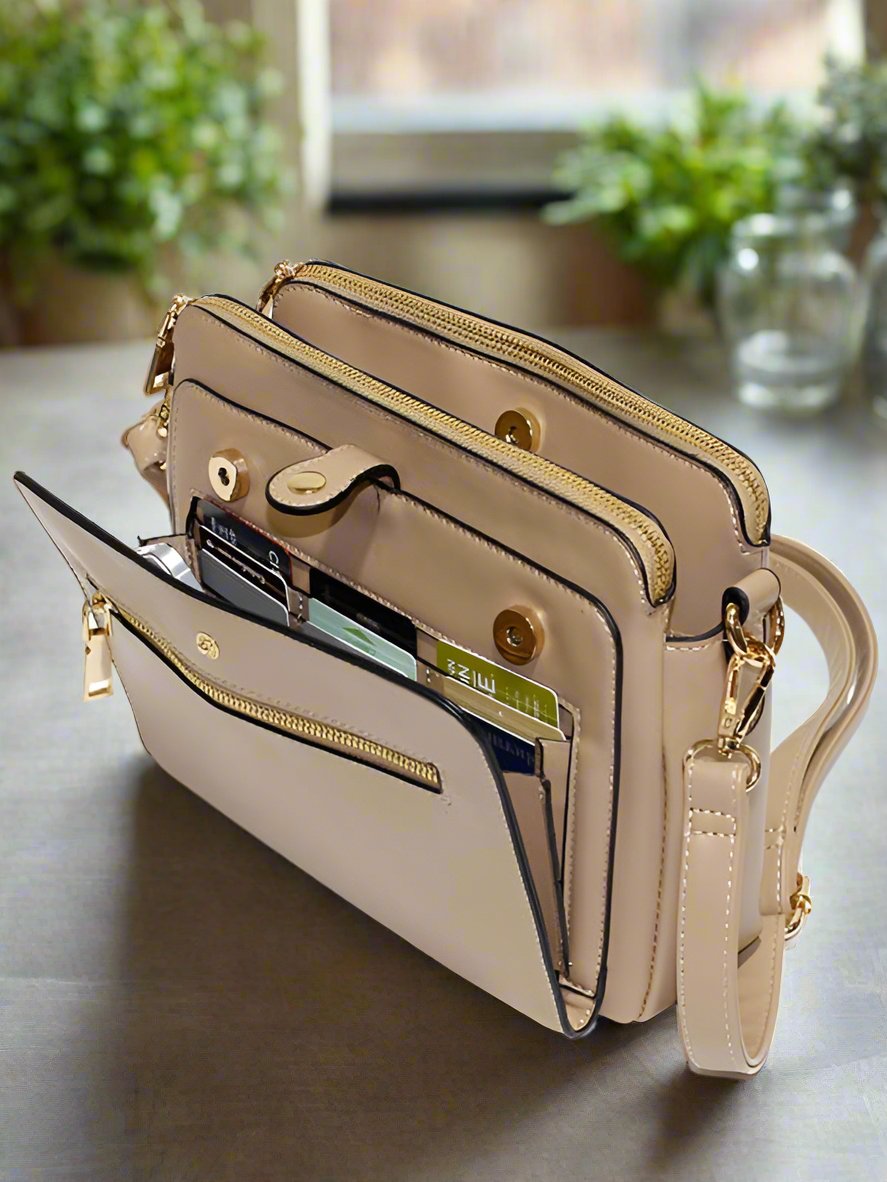 Triana Four Compartment Crossbody ~ Burgundy