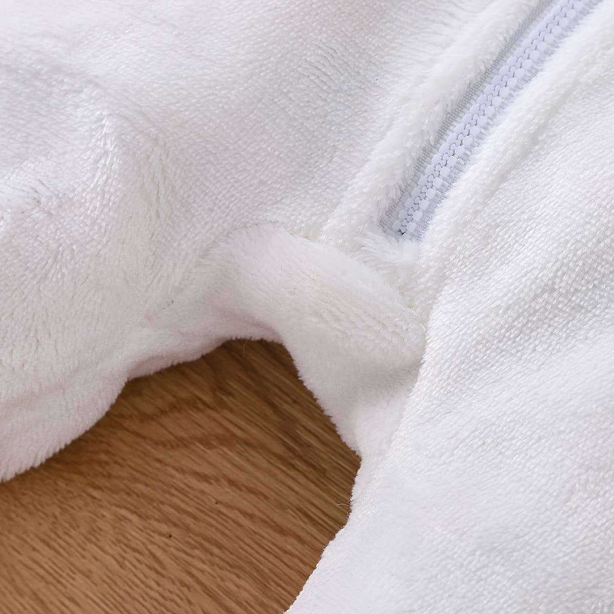 Baby Fox Embroidered 3D Ears Hooded Long-sleeve Jumpsuit: White / 3-6M