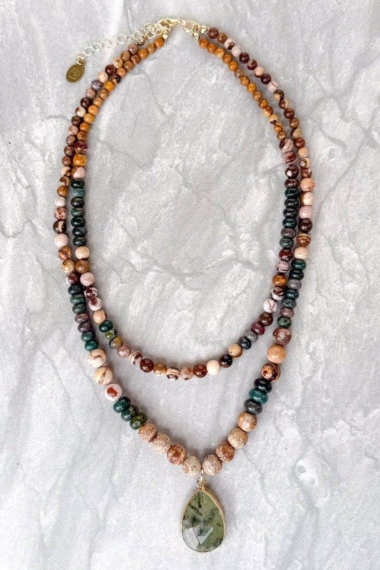 Becca Double-Strand Beaded Necklace - Green Jasper, photo 2 of 5