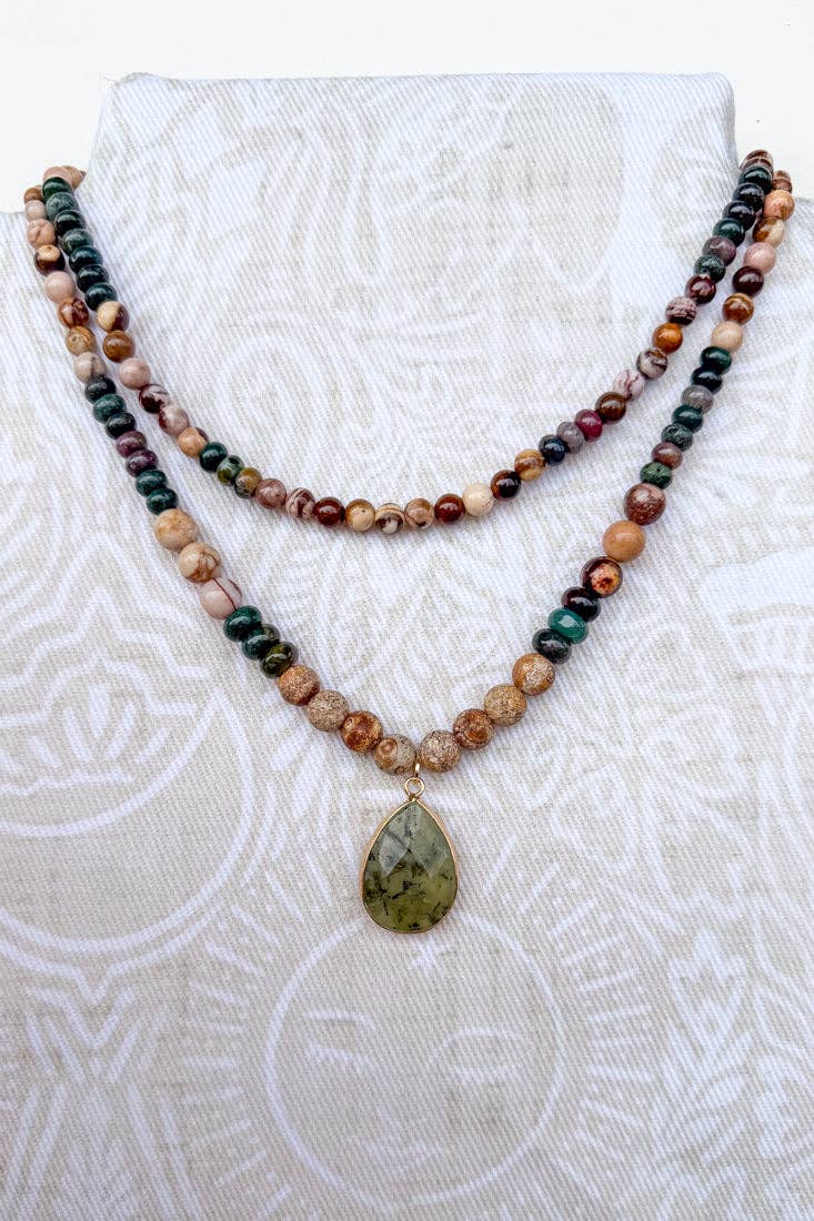 Becca Double-Strand Beaded Necklace - Green Jasper, photo 3 of 5