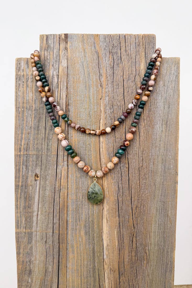 Becca Double-Strand Beaded Necklace - Green Jasper, photo 4 of 5