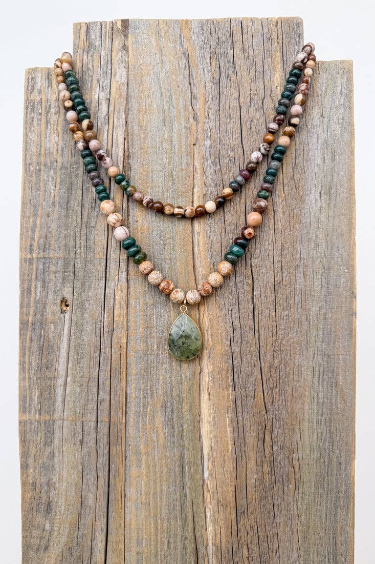 Becca Double-Strand Beaded Necklace - Green Jasper, photo 5 of 5