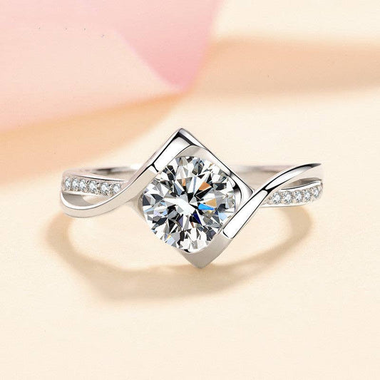 Moissanite Pave Ring in 925 Sterling Silver: 1.0 ct  Size 7