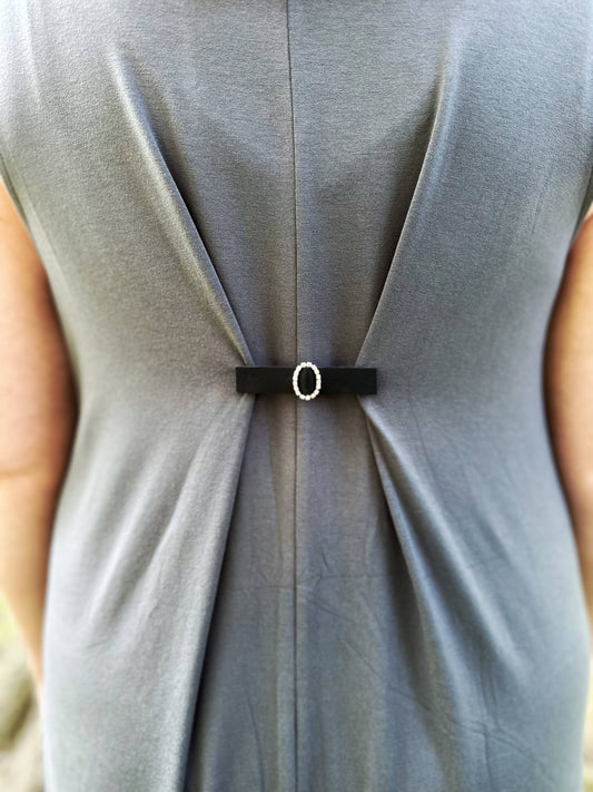 KardiKlips Cinch Clip - Black Leather & Rhinestones, photo 1 of 5