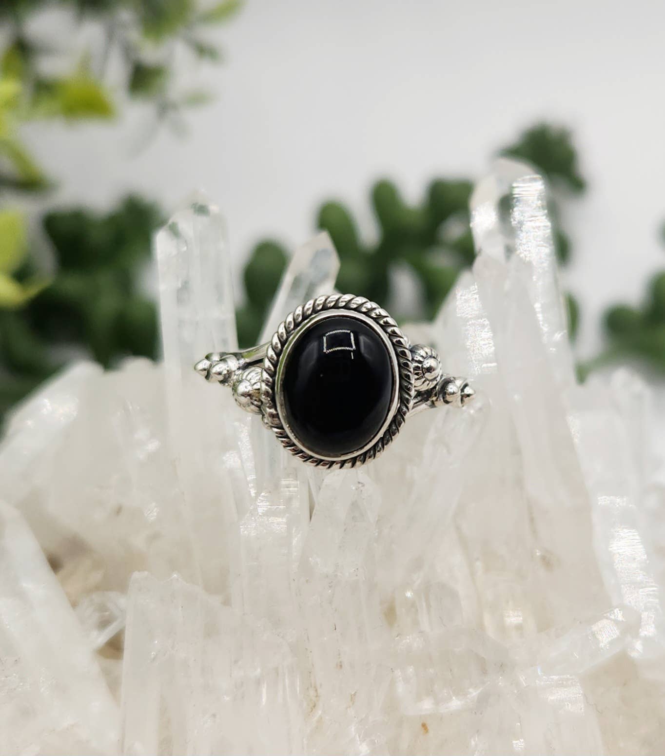 Black Onyx Sterling Silver Ring - Size 6