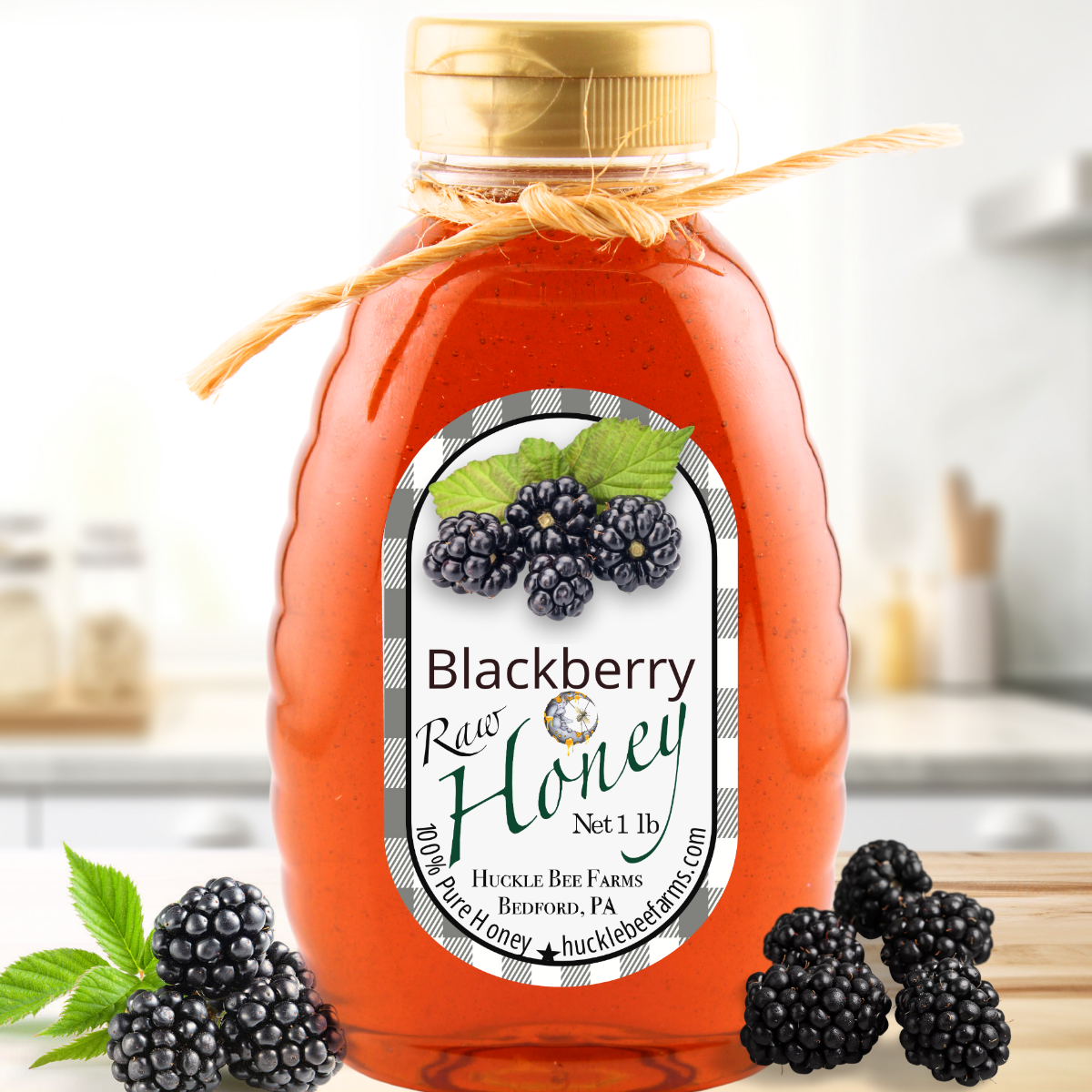 Blackberry Infused Raw Honey - 1 lb bottle