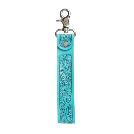 Blooming Meadow Western Key Fob - Turquoise, genuine leather