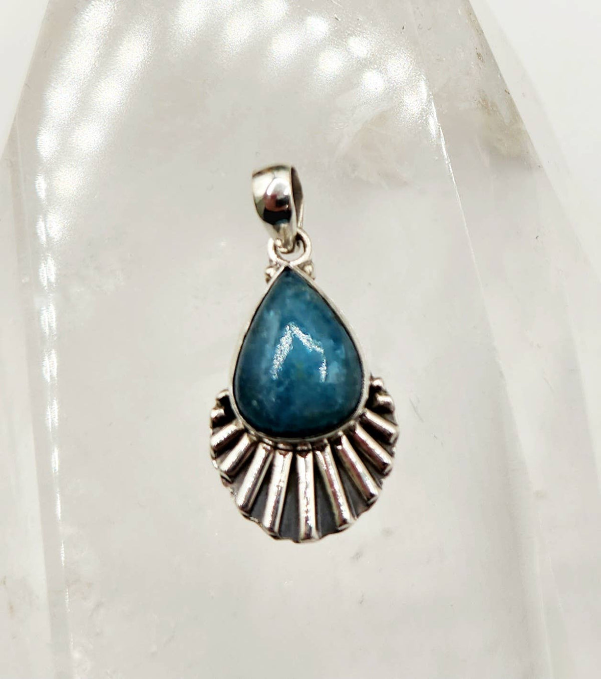 Blue Apatite Gemstone Pendant - Sterling Silver (925), photo 2 of 5