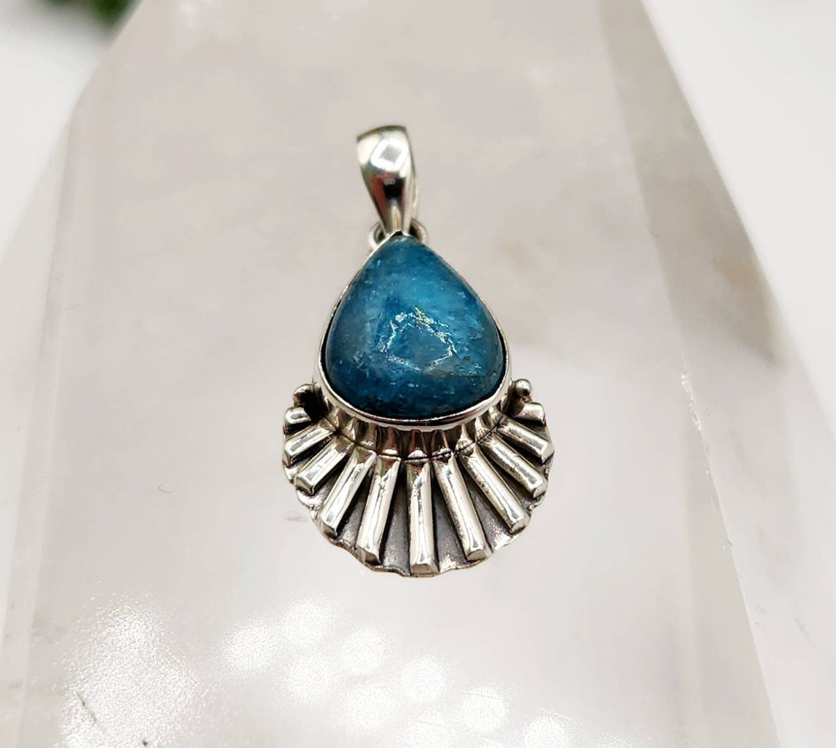 Blue Apatite Gemstone Pendant - Sterling Silver (925), photo 3 of 5