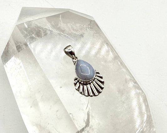 Blue Lace Agate Gemstone Pendant - Sterling Silver (925), photo 1 of 5