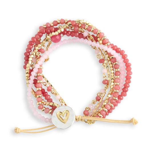 Blush pink beaded Love bracelet by Demdaco, 7 inches