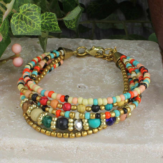 Bohemian Multi-Strand Beaded Bracelet - glass beads, photo 1 of 2