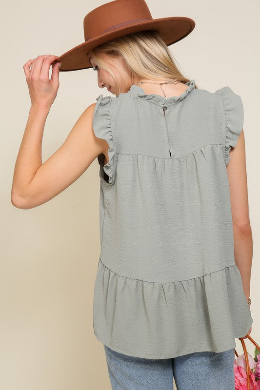 Boho Babydoll Airflow Top - Sage, photo 2 of 3