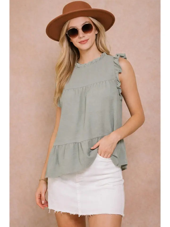 Boho Babydoll Airflow Top - Sage, photo 3 of 3