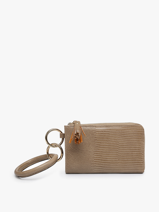 Liv Lizard Bangle Wristlet/Wallet: Taupe