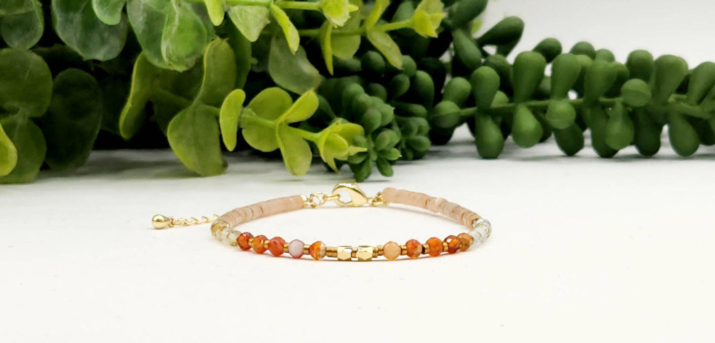 ENERGY BOOST-Carnelian/Citrine/Sunstone 3mm Bracelet w/Clasp