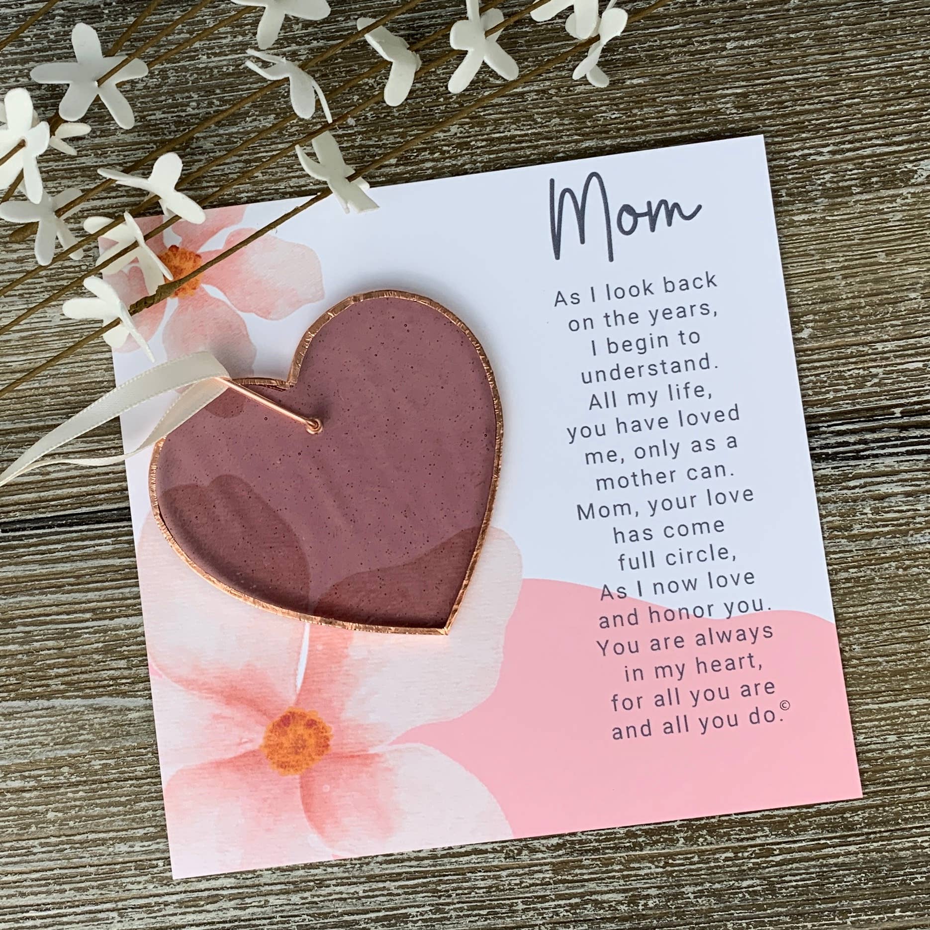 Mom Now that I'm Older: Handmade Stained Glass Heart 7800